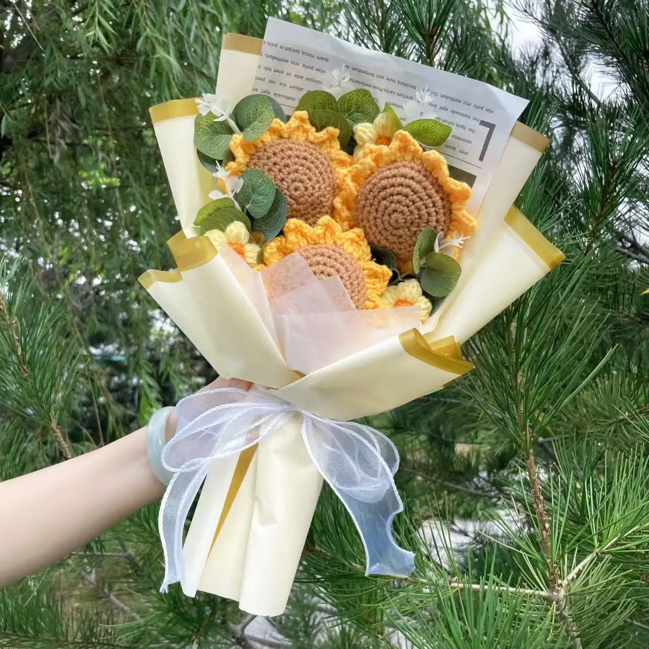 Trio Blooms – Crochet Flower Bouquet