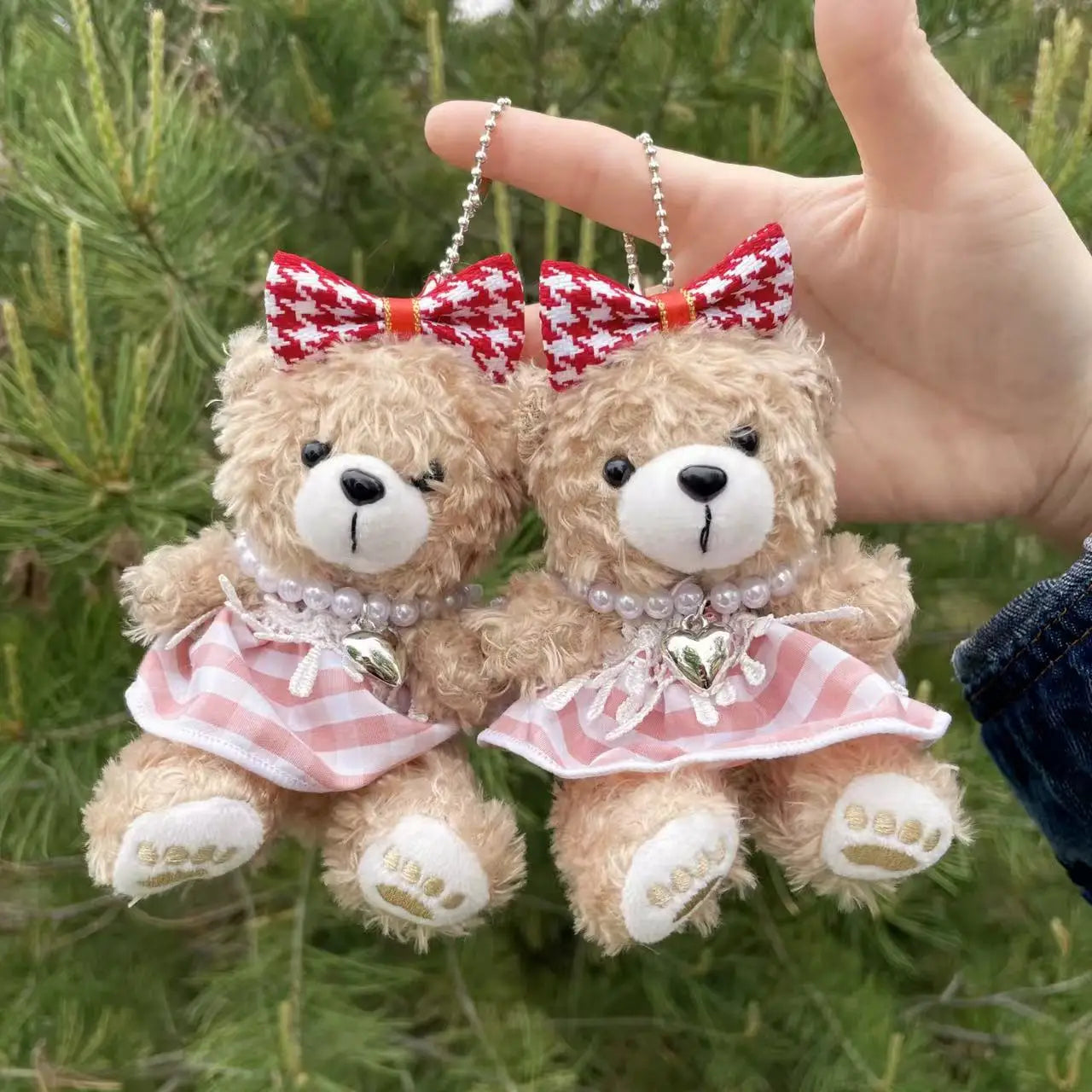 Teddy Bear Charm | Cute Mini Plush Accessory with Bow & Heart Pendant