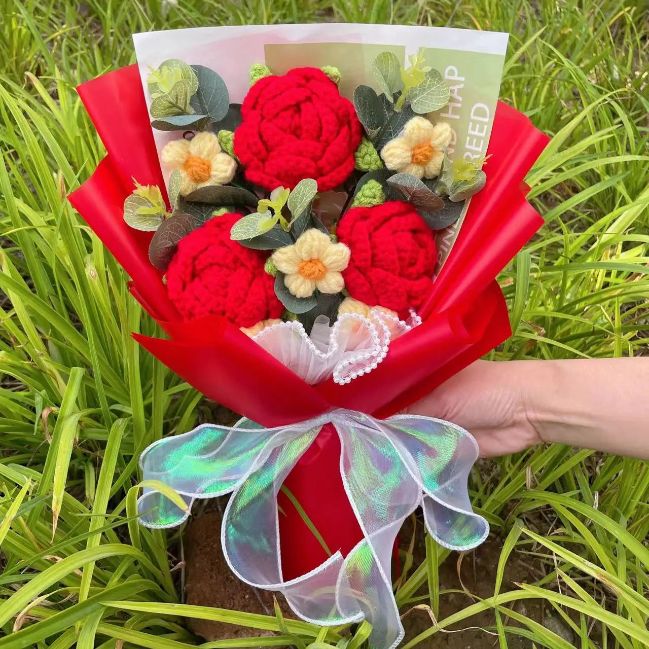 Trio Blooms – Crochet Flower Bouquet