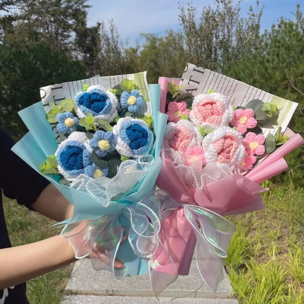 Trio Blooms – Crochet Flower Bouquet