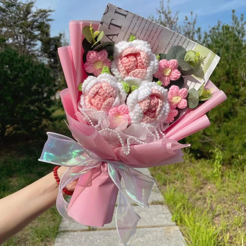 Trio Blooms – Crochet Flower Bouquet