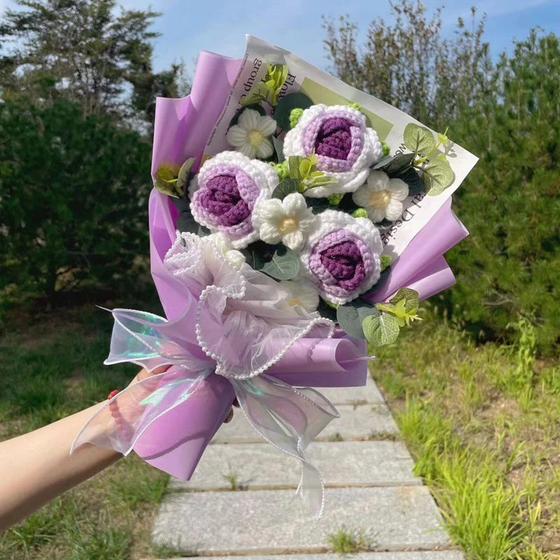 Trio Blooms – Crochet Flower Bouquet