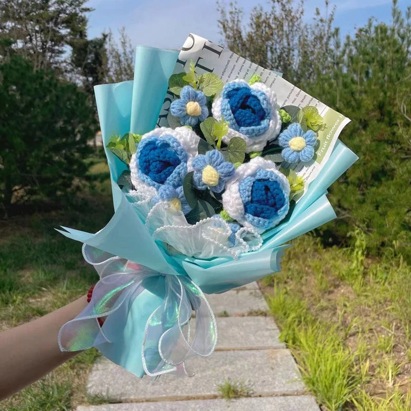 Trio Blooms – Crochet Flower Bouquet