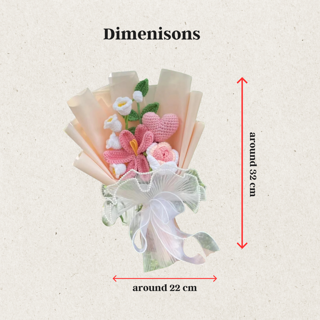 Trio Blooms – Crochet Flower Bouquet