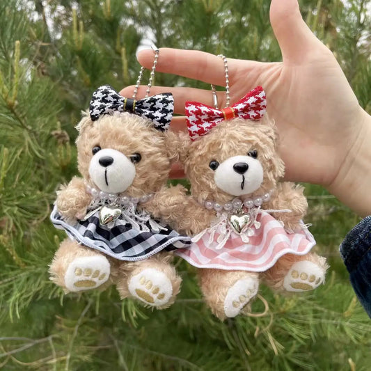 Teddy Bear Charm | Cute Mini Plush Accessory with Bow & Heart Pendant