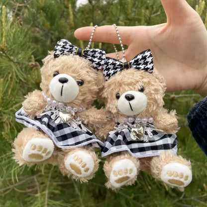 Teddy Bear Charm | Cute Mini Plush Accessory with Bow & Heart Pendant