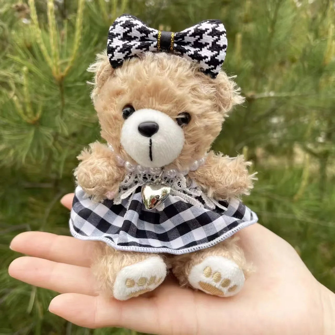 Teddy Bear Charm | Cute Mini Plush Accessory with Bow & Heart Pendant