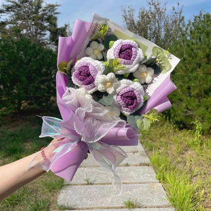 Trio Blooms – Crochet Flower Bouquet