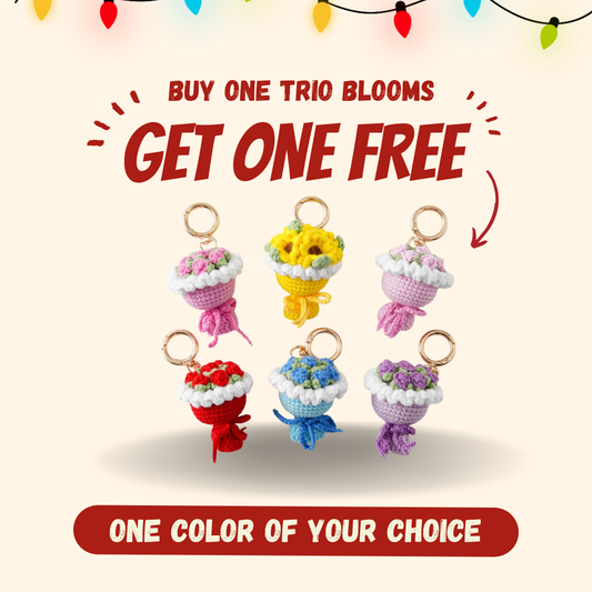 Trio Blooms – Crochet Flower Bouquet